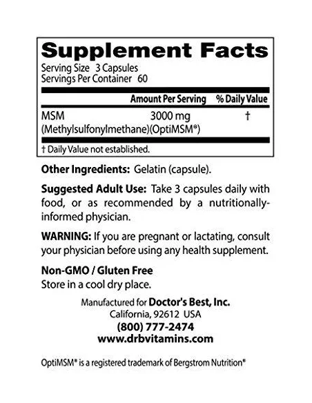 BodyNutrition | Best MSM 1000mg 180 caps Doctor's Best