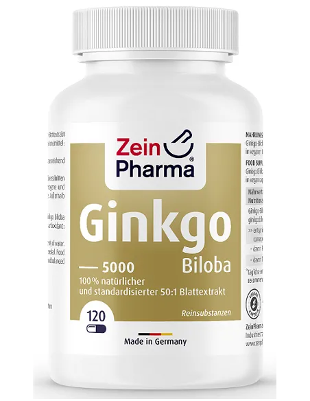 Zein Pharma Ginkgo Biloba 5000 100mg (120 caps) | Body Nutrition (ES)