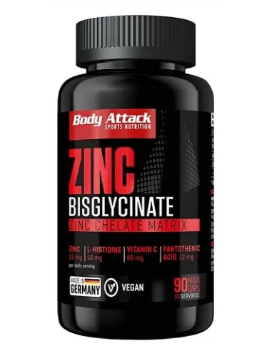 Body Attack Zink Bisglycinate (90 caps) | Body Nutrition (ES)