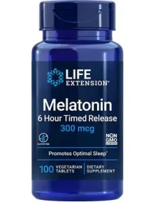 BodyNutrition | Melatonin 6 Hour Timed Release 300mcg Life Extension
