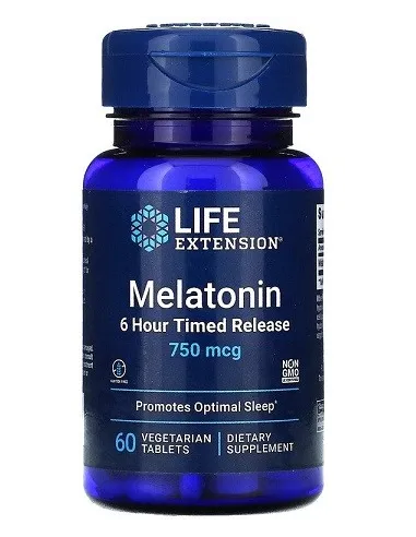 BodyNutrition | Melatonin 6 Hour Timed Release 750mcg Life Extension