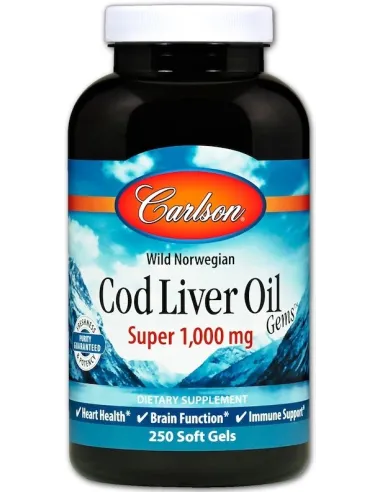 BodyNutrition | Wild Norwegian Cod Liver Oil Gems (250 softgels) Carlson Labs