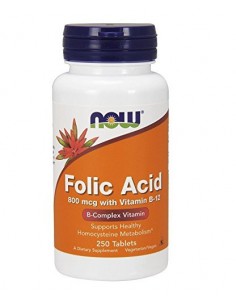 Folic Acid 800mcg with Vitamin B12 de NOW Foods | Body Nutrition (FR)