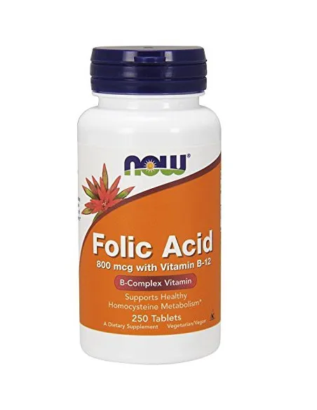 BodyNutrition | Folic Acid 800mcg with Vitamin B12 NOW Foods