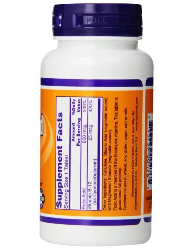 BodyNutrition | Folic Acid 800mcg with Vitamin B12 NOW Foods