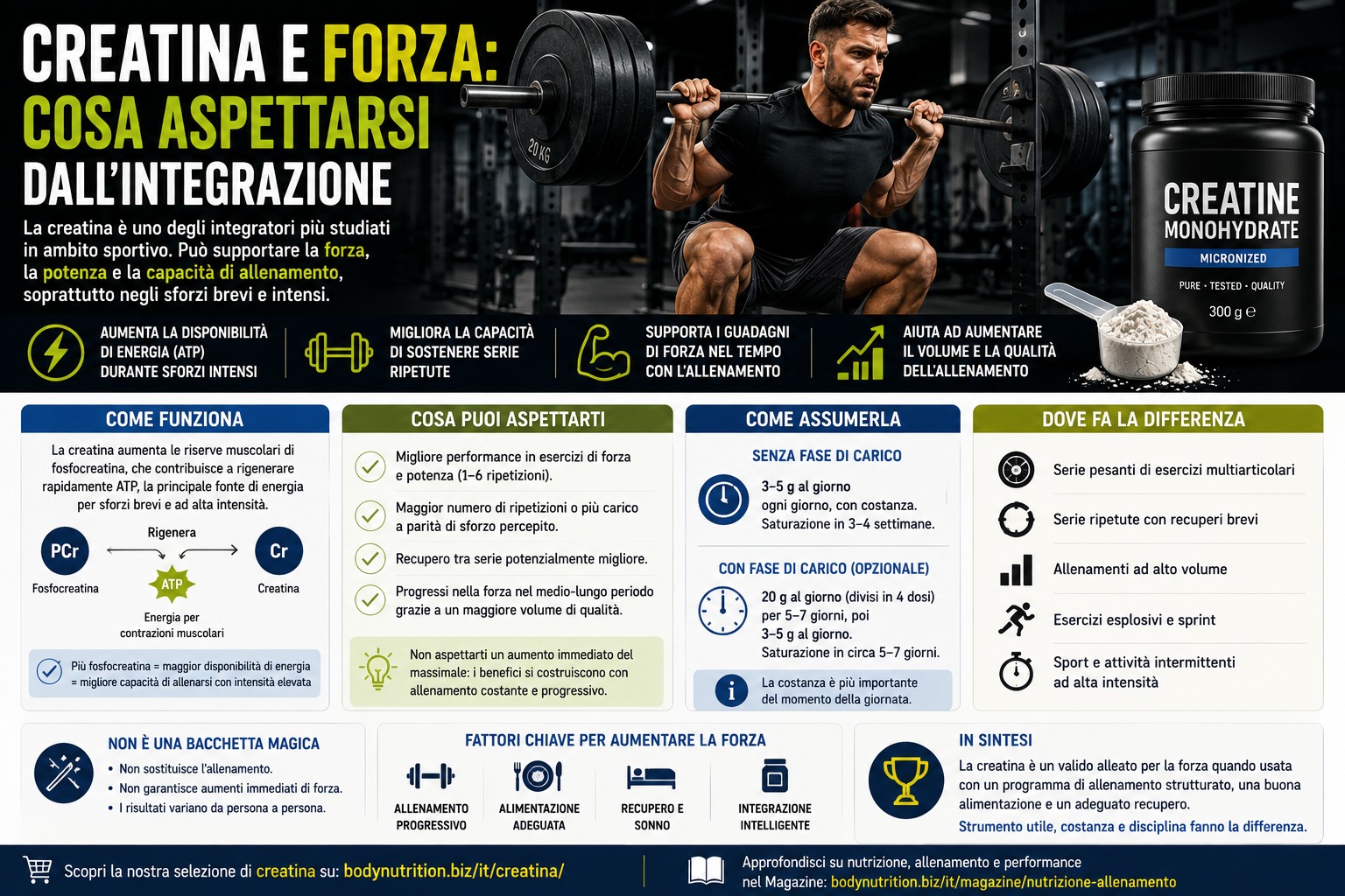Creatina e forza: cosa aspettarsi dall'integrazione