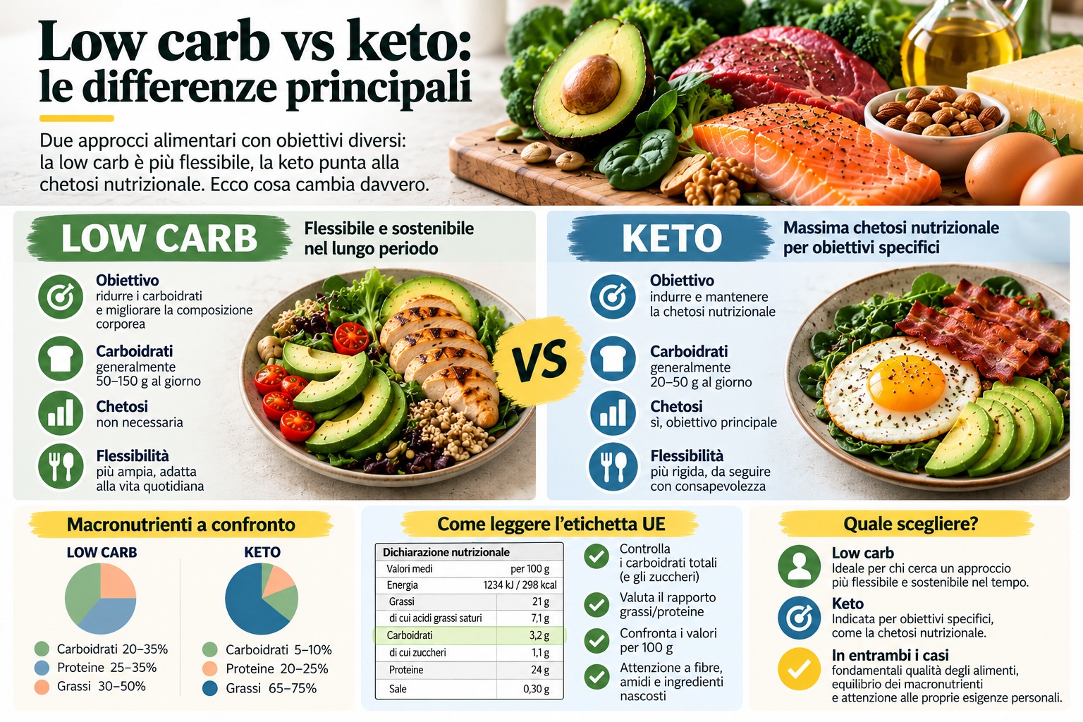 Dieta low carb e chetogenica: quali sono le differenze?