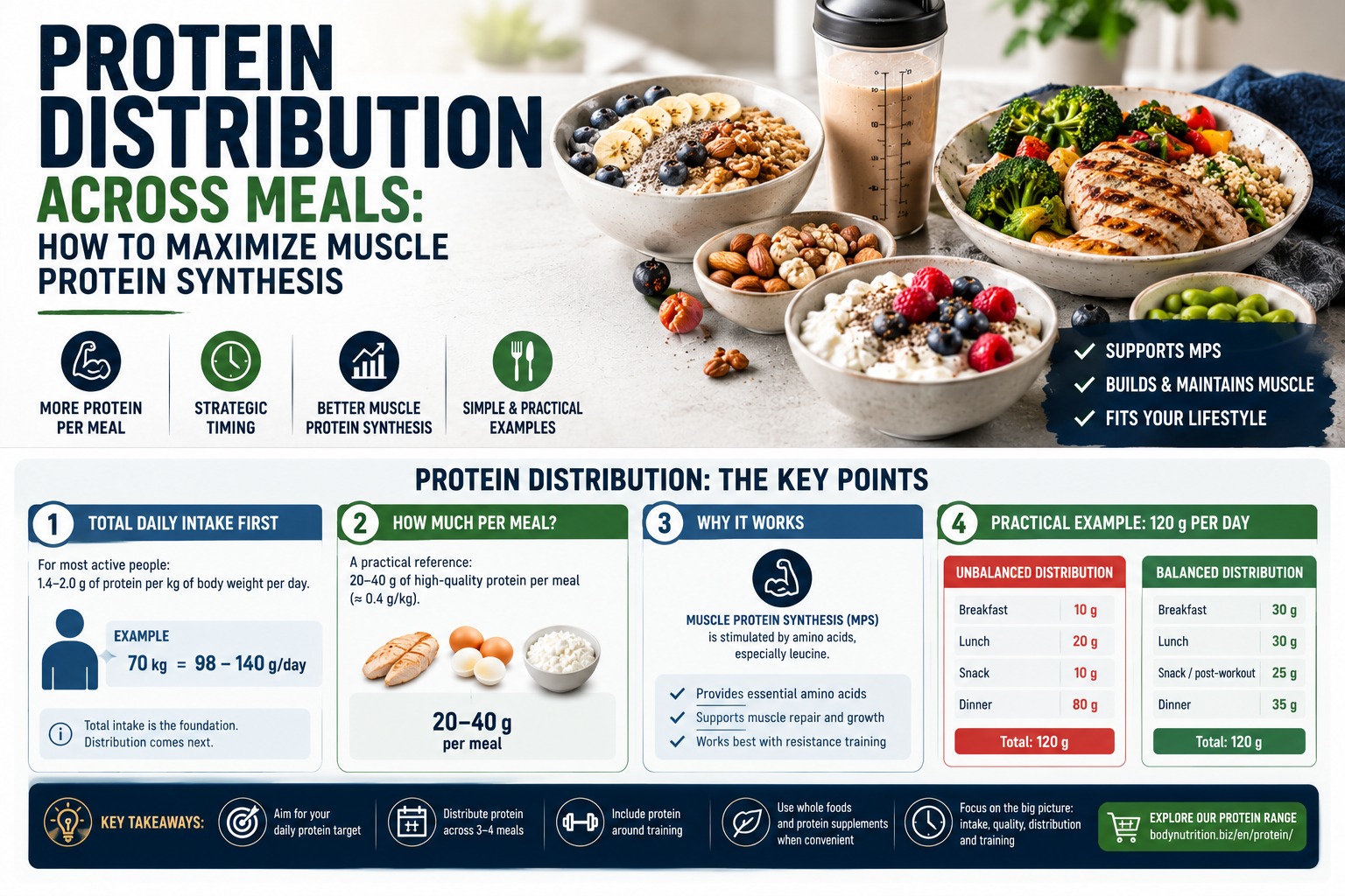 Protein distribution across meals: how to maximize muscle protein synthesis