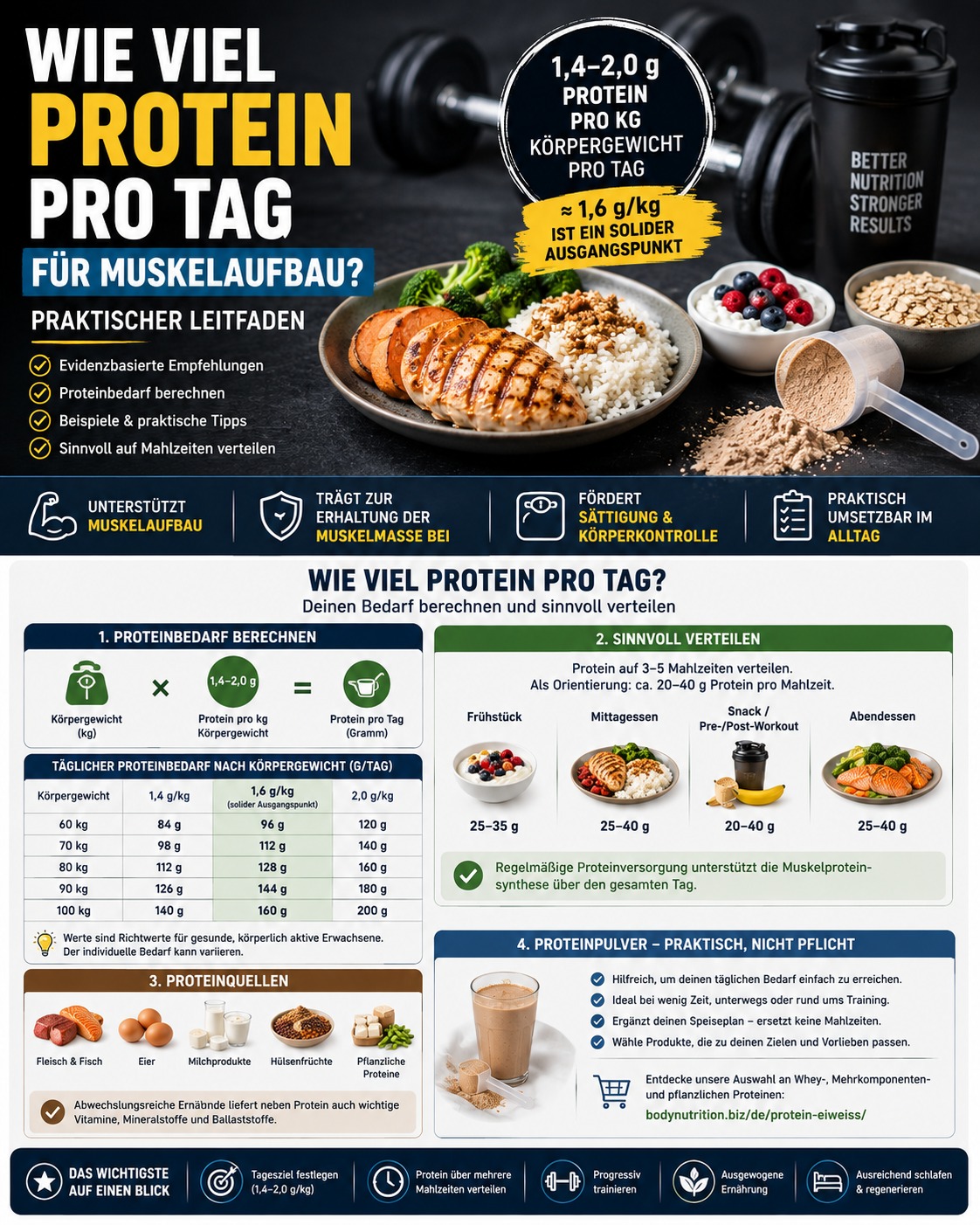 Wie viel Protein pro Tag für Muskelaufbau? Praktischer Leitfaden