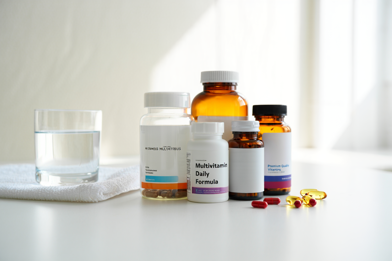 Selezione di integratori di alta qualità con vitamine e minerali certificati