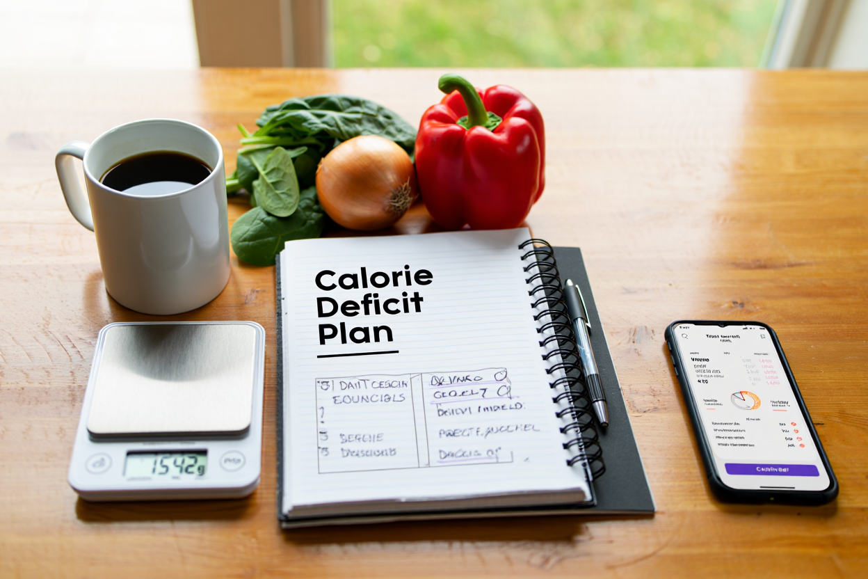 Nutritionist planning calorie deficit strategy with client