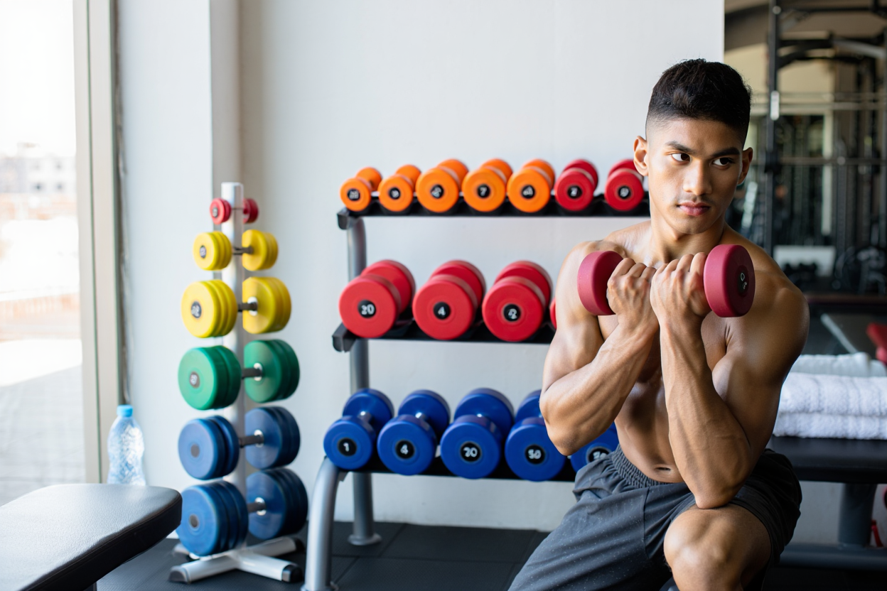 Progression des charges avec haltères pour musculation