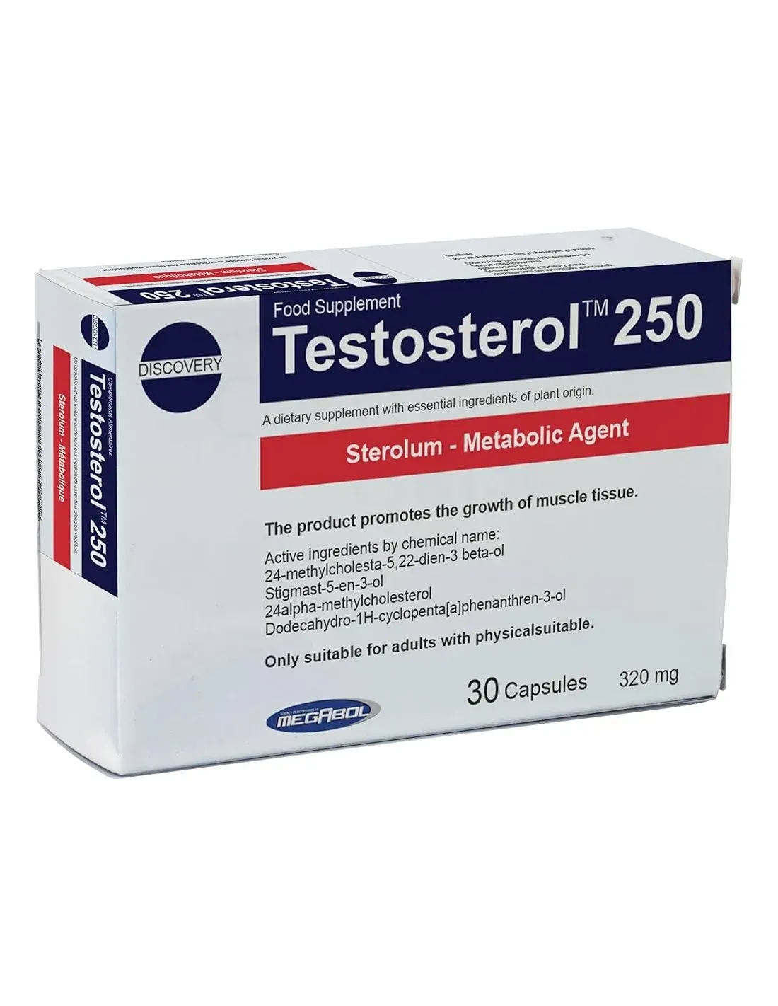 Scatola di integratore alimentare Testosterone 250
