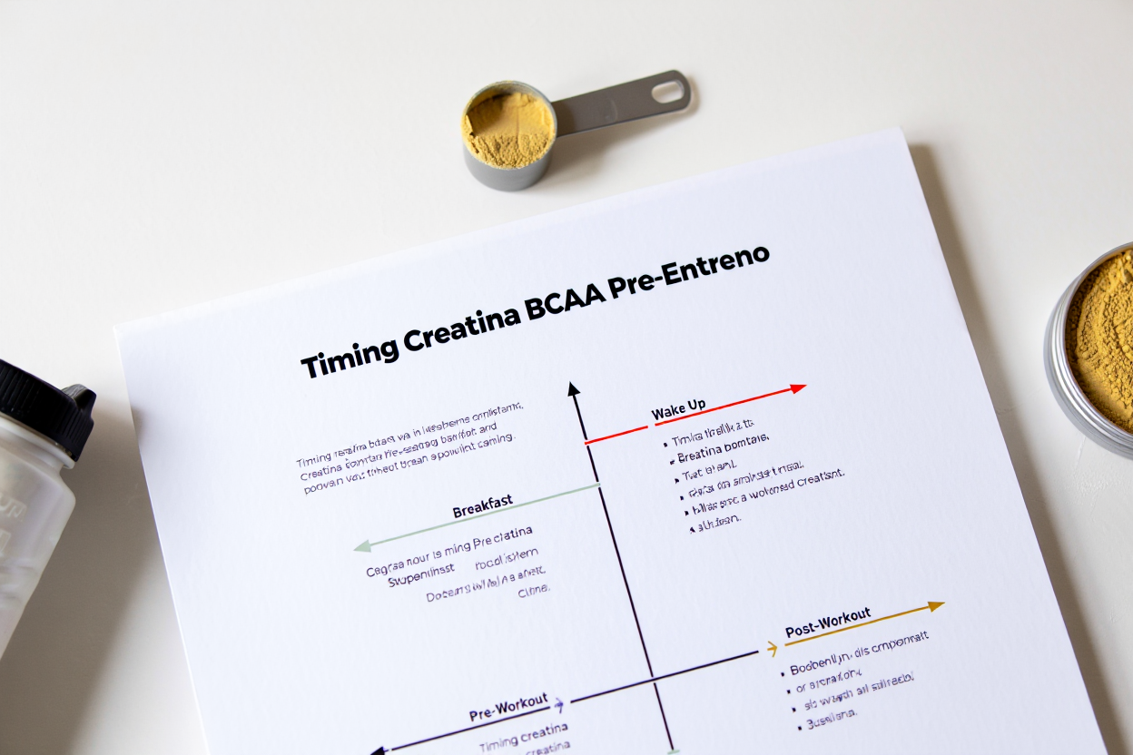 Reloj mostrando horarios óptimos para consumir BCAA y creatina