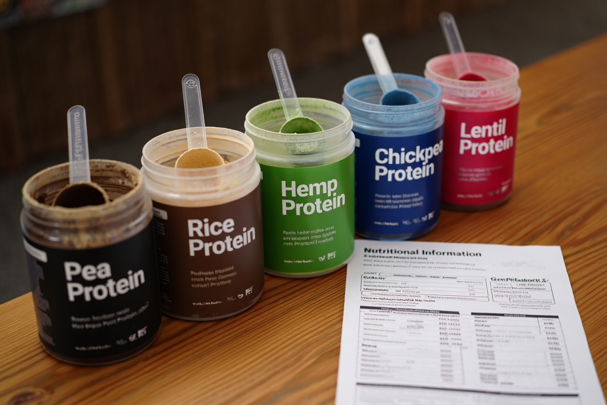 Varietà di proteine vegetali da soia, pisello e riso