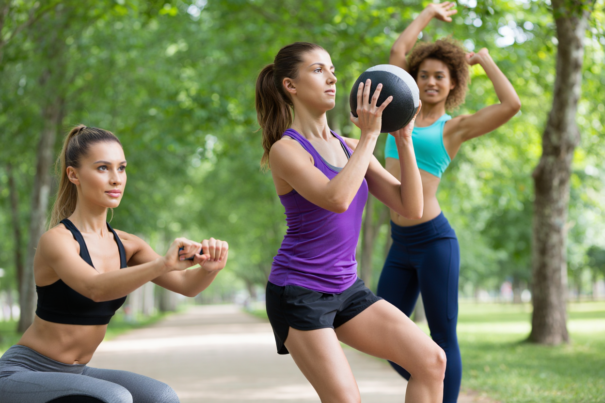 Mujer levantando pesas en el gimnasio