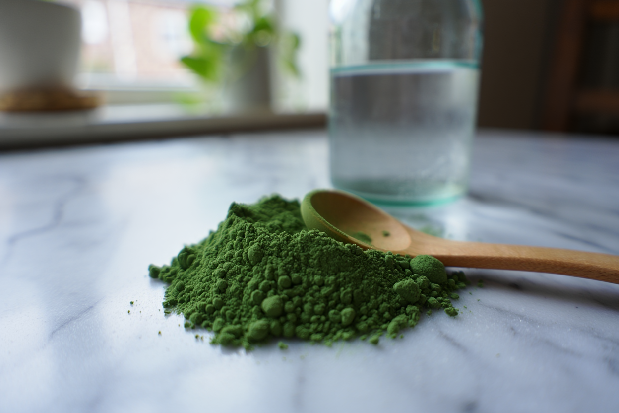 Espirulina orgánica en polvo y comprimidos