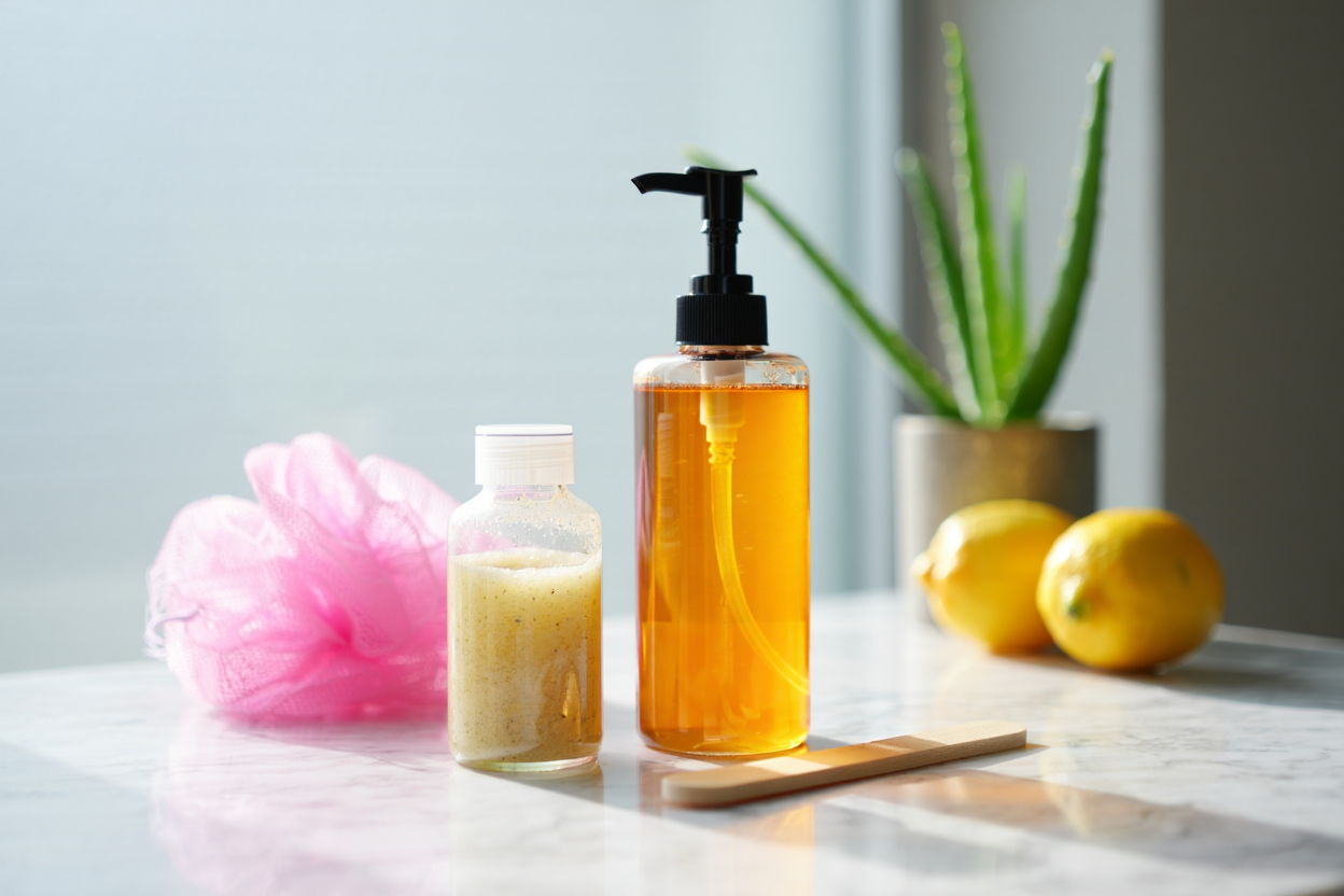 Préparation de la peau et exfoliation avant application spray tan pour athlètes