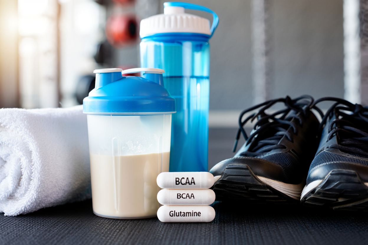 Shake proteico post-allenamento in palestra