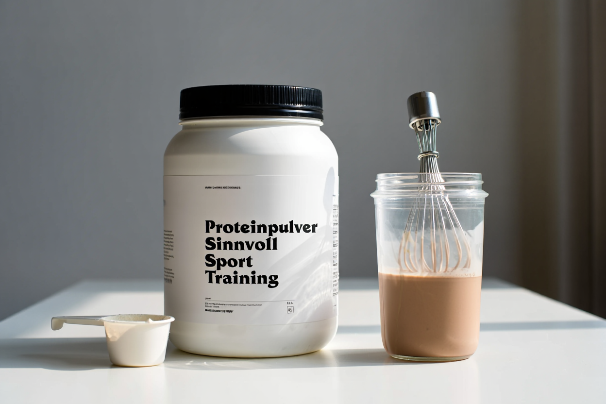 Sportler mischt Protein-Shake nach dem Training