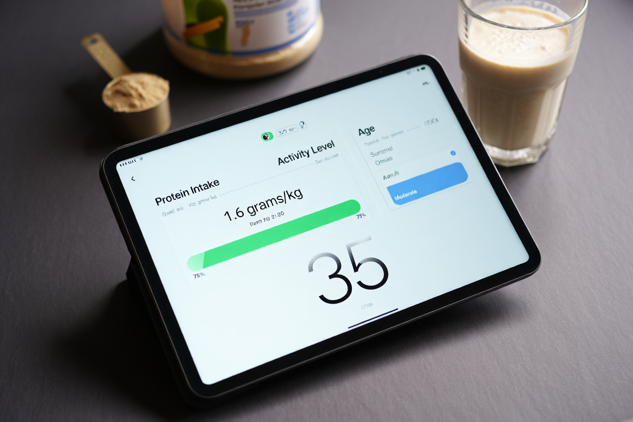 Chart showing protein requirements across different age groups and activity levels