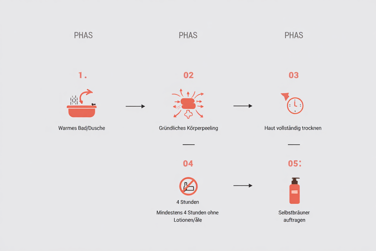 Hautpräparations-Prozess für Bräunung