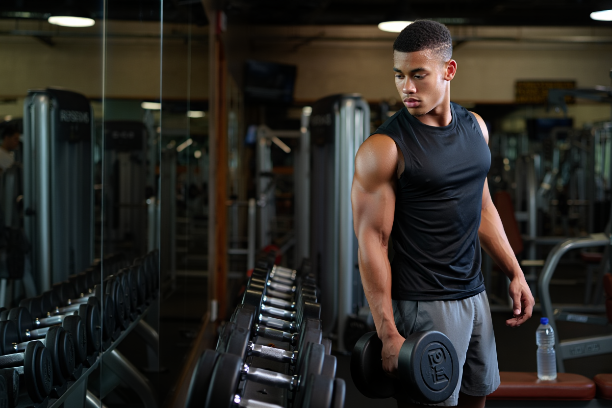 Débutant effectuant un squat avec bonne technique