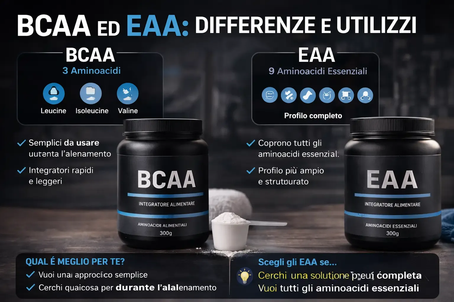 BCAA ed EAA: differenze e utilizzi.