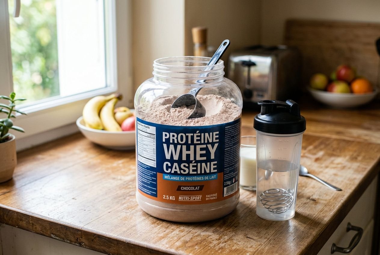 Comparaison visuelle entre whey et caséine