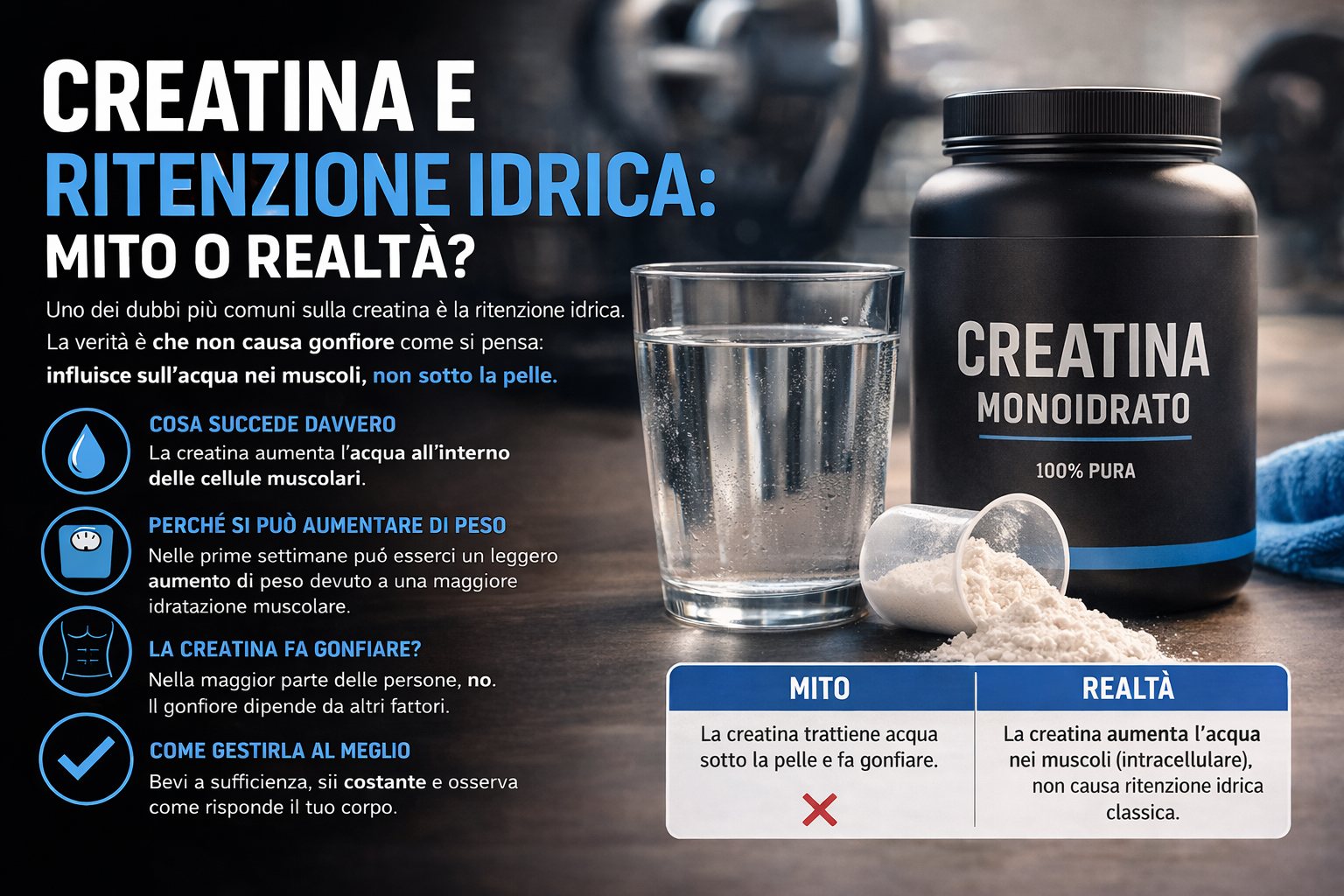 Creatina e ritenzione idrica: mito o realtà
