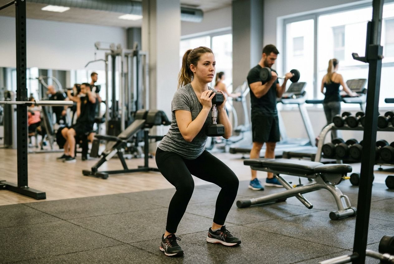 Demostración de técnica correcta en sentadilla y peso muerto para principiantes