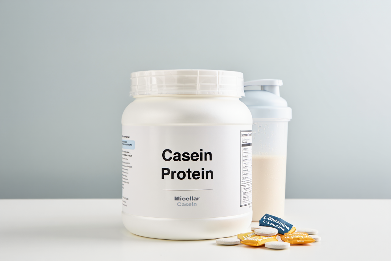 Casein protein shake with amino acid supplements