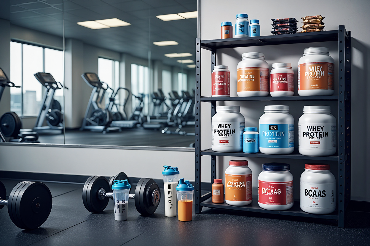 Selezione di integratori sportivi di qualità in confezioni protette