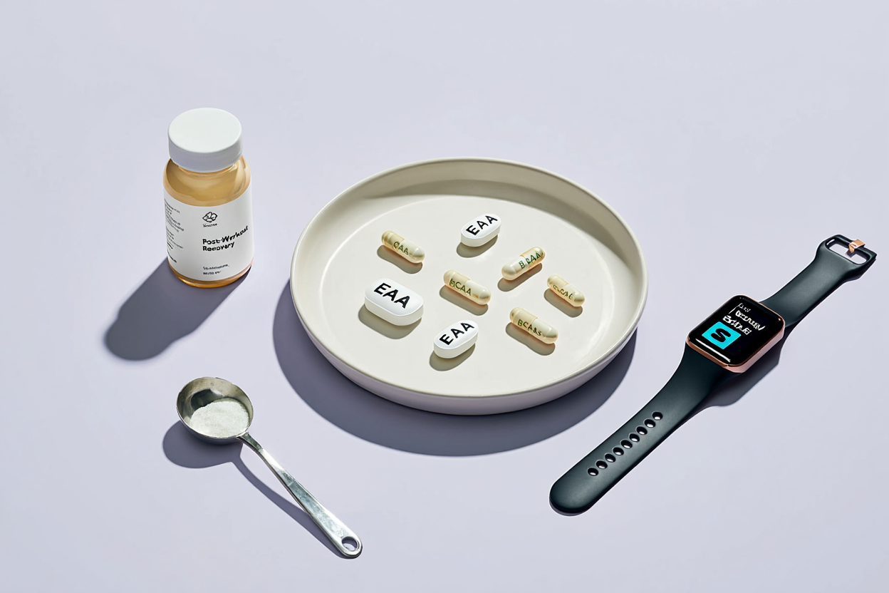 Atleta che assume integratore di aminoacidi essenziali prima dell'allenamento