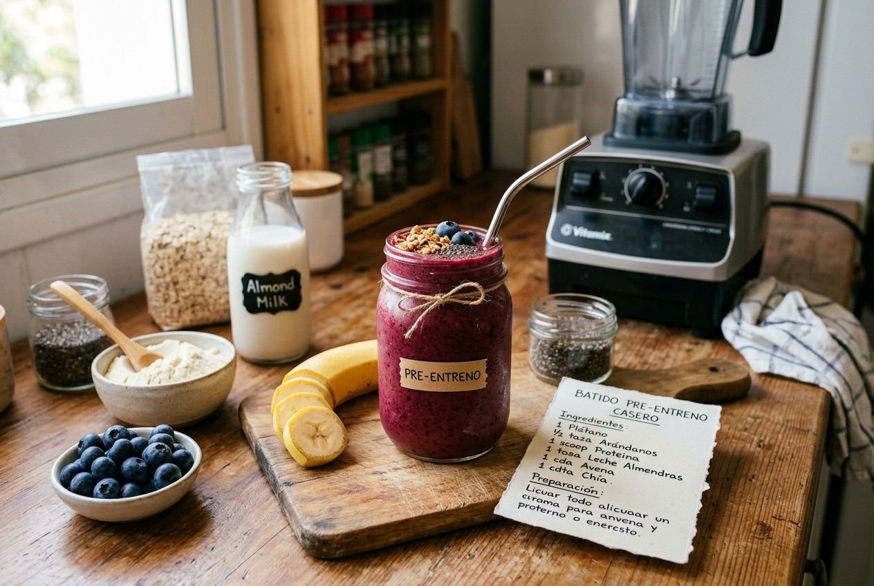 Preparación paso a paso de batido pre entreno casero