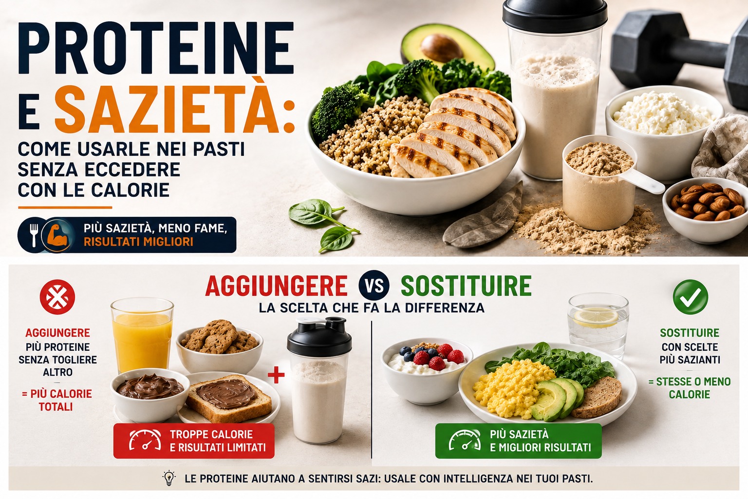 Proteine e sazietà: come usarle nei pasti senza eccedere con le calorie