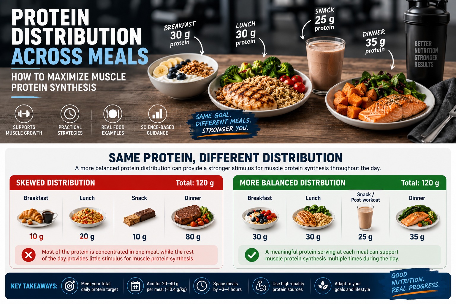 Protein distribution across meals: how to maximize muscle protein synthesis