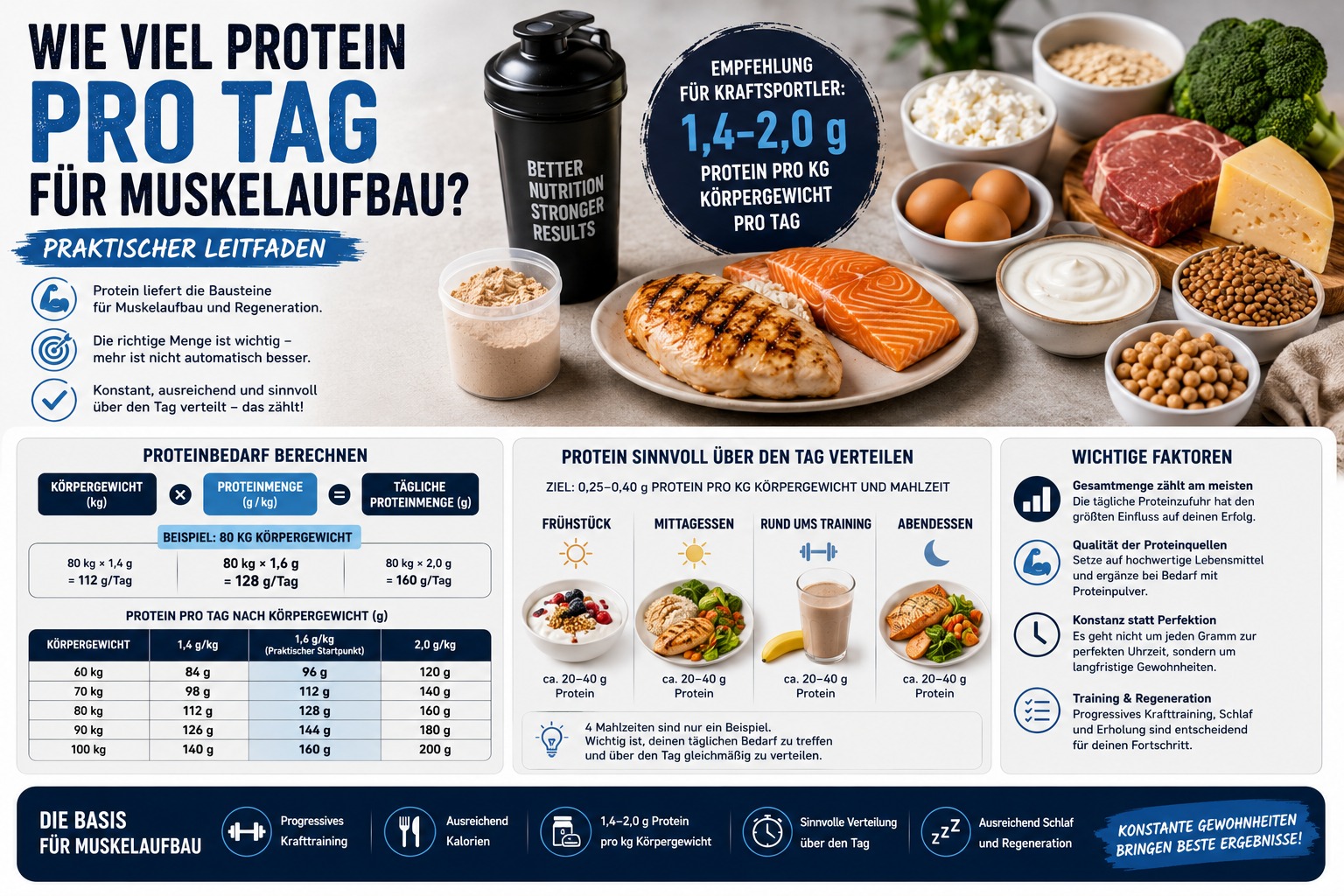 Wie viel Protein pro Tag für Muskelaufbau? Praktischer Leitfaden