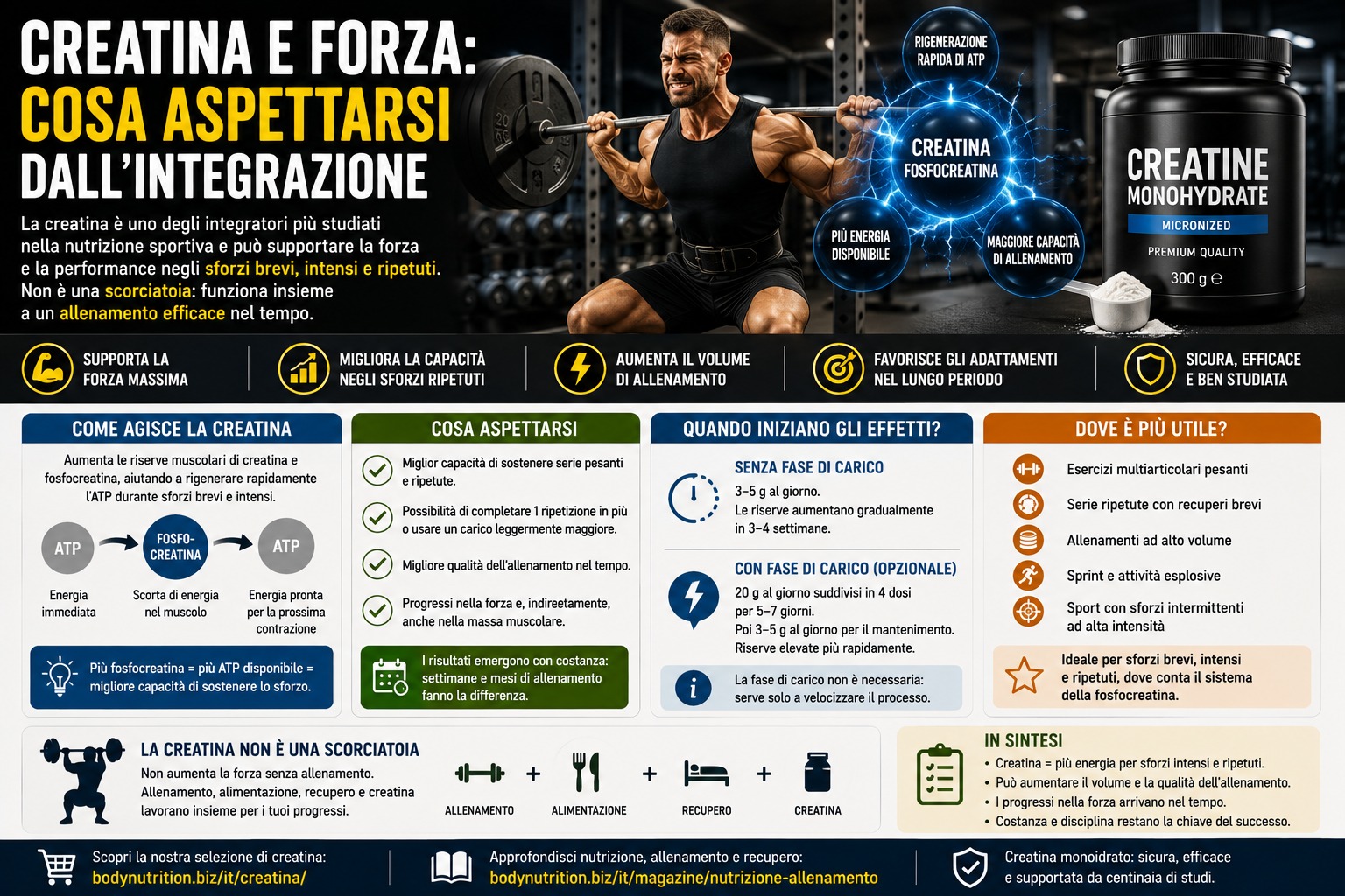 Creatina e forza: cosa aspettarsi dall'integrazione