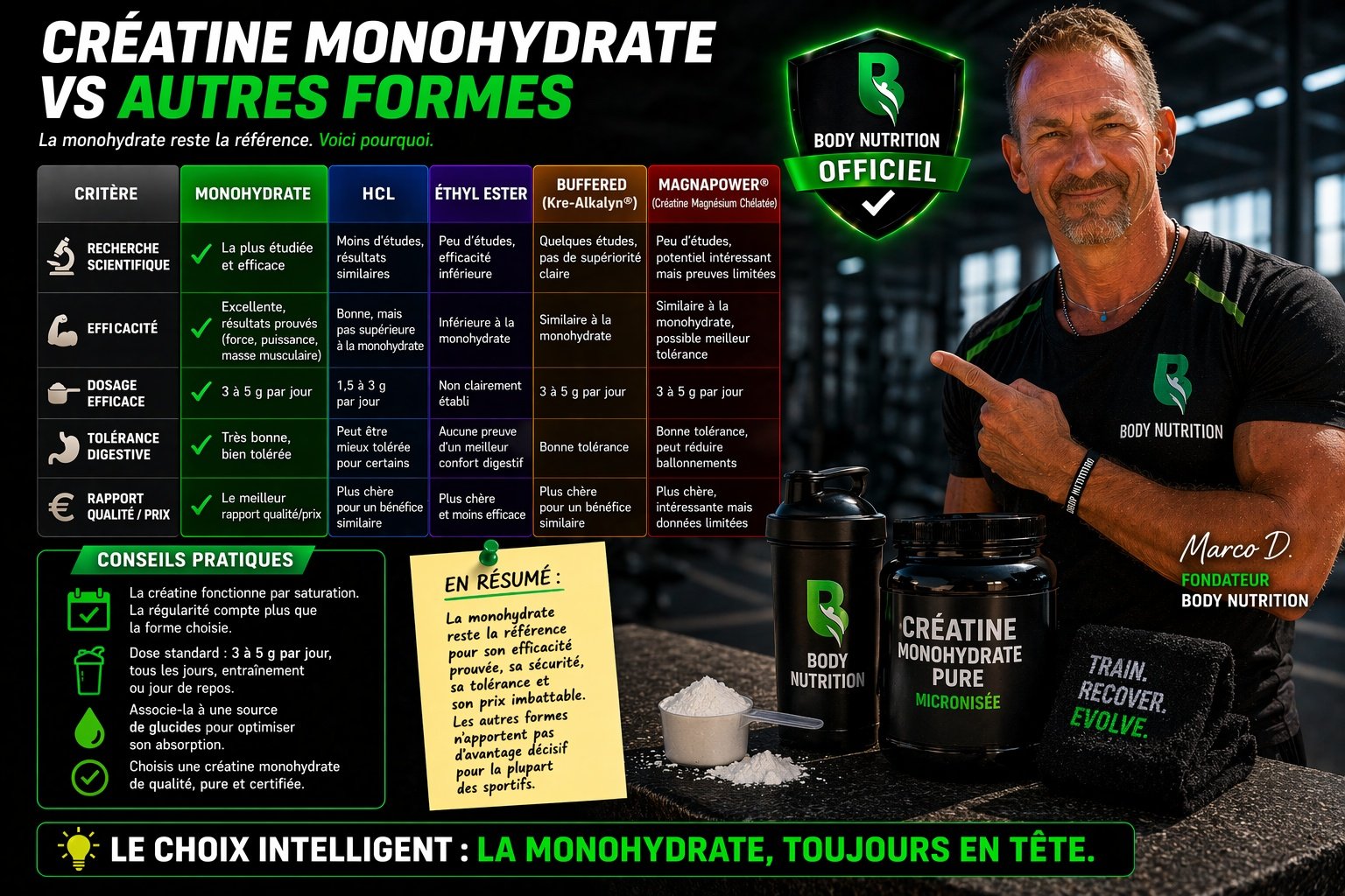 Créatine monohydrate vs autres formes