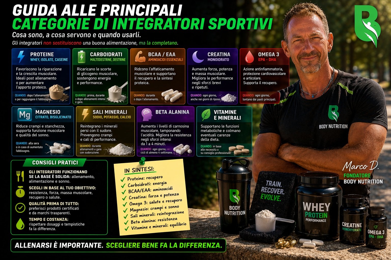 Guida alle principali categorie di integratori sportivi
