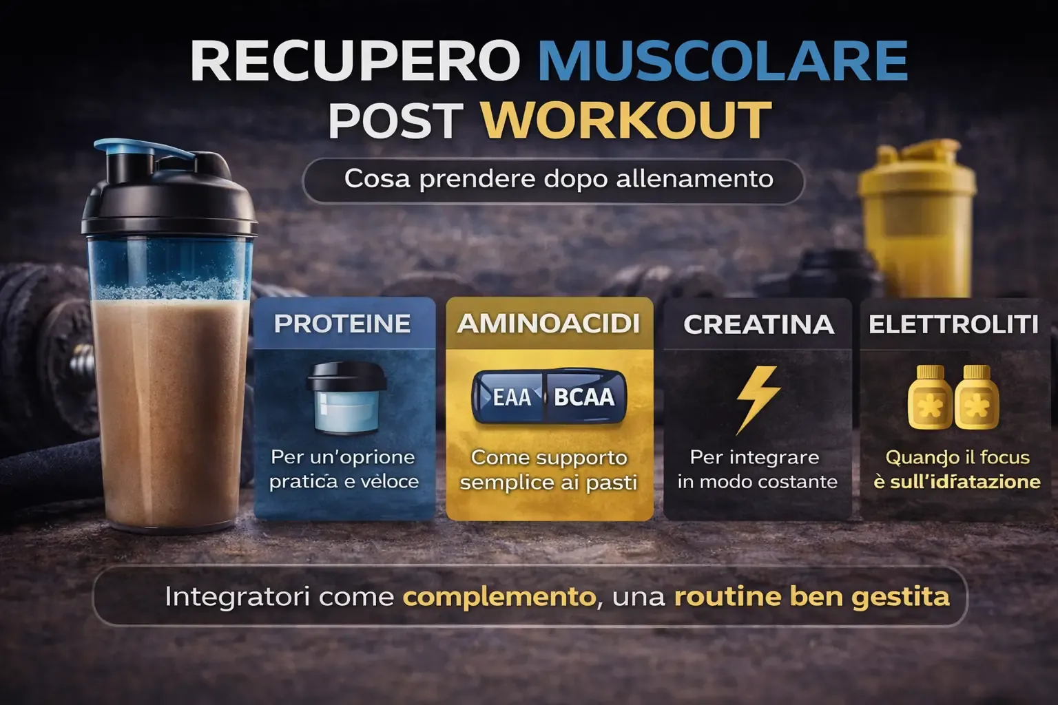 Recupero muscolare post workout: cosa prendere